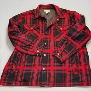 Duluth Trading Jacket Mens 2XL Red Plaid Flannel Lined Snap Front Workwear